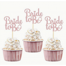 Hens Night Cupcake Toppers 12pack - BRIDE TO BE ROSE GOLD